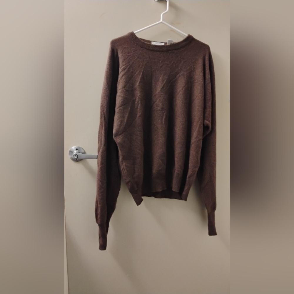 Ottimo Mens Long Sleeve Brown Cashmere Sweater Sz XL